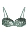 Moschino Sequined Sweetheart-neck Bra In Green