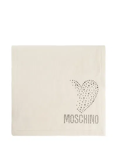 Moschino Sequin-embellished Heart-motif Scarf In White