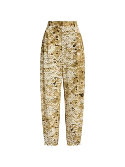 Moschino Sequin-embellished Pleated Trousers In Neutral