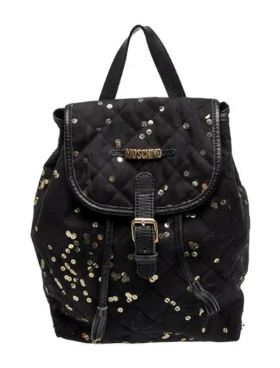 Pre-owned Moschino Sequins Backpack In Black