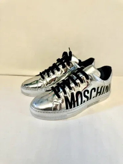 Pre-owned Moschino Serena Specchiopu Sneaker Silver Size 36 Msrp$530