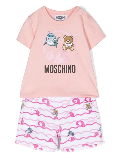Moschino Babies' Set-of-two Teddy-bear Print Tracksuit In Pink
