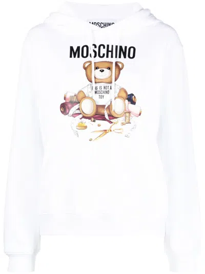 Moschino Sewing Teddy Bear-print Hoodie In White