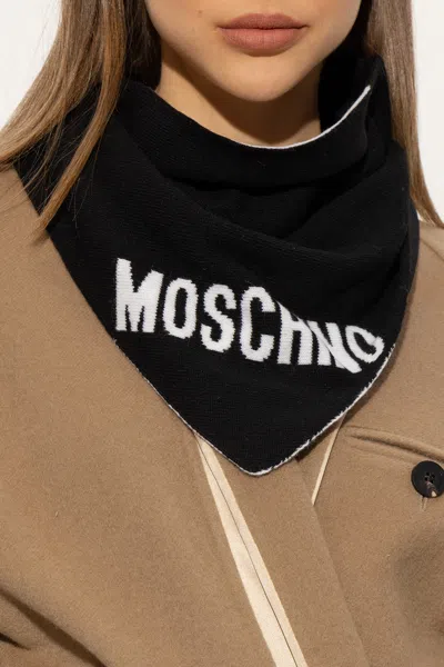 Moschino Shawl With Logo In Black