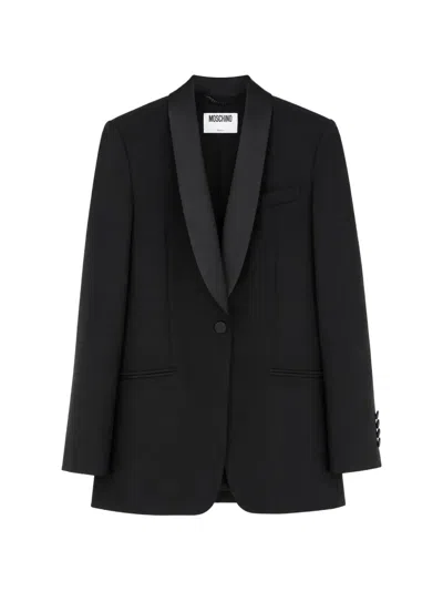 Moschino Shawl-lapel Wool Jacket In Black