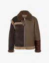 Moschino Shearling-trimmed Leather Jacket In Brown