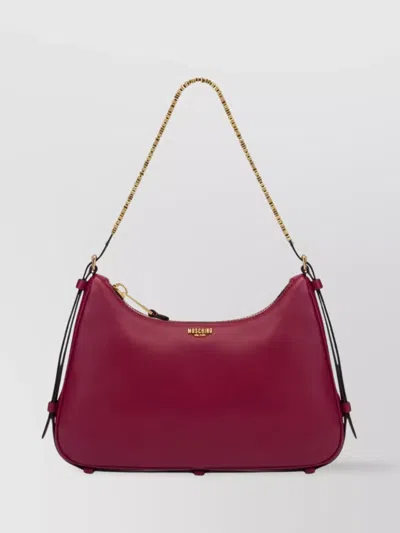 Moschino Sheepskin Leather Shoulder Bag In Pink