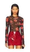 Moschino Sheer Floral Long Sleeve In Black