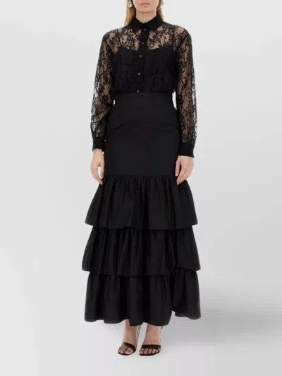 Moschino Sheer Lace Collared Shirt With Long Sleeves
