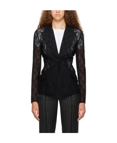 Moschino Sheer Long-sleeved Suit Jacket In Black