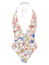 Moschino Shell Print Swimsuit In White