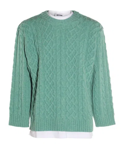 Moschino Shetland Braided Pullover In Green