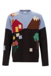 Moschino Wool Crew Neck Sweater With Graphic Design In Multi