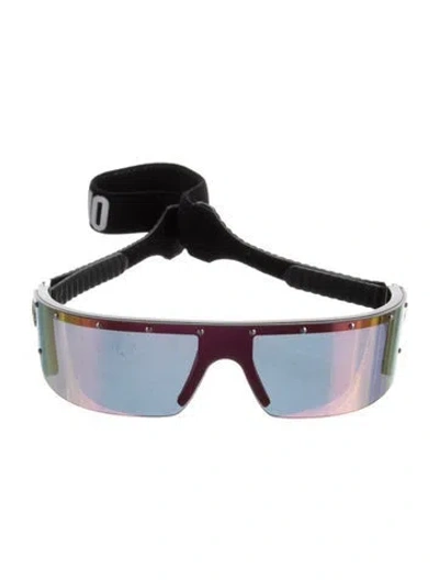 Pre-owned Moschino Shield Mirrored Sunglasses In Black