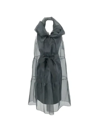 Pre-owned Moschino Shift Tulle A-line Midi Dress In Black