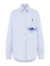 Moschino Printed Pocket Shirt With Button In Azul Claro
