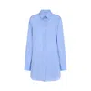 Moschino Cotton Shirt With Chest Pocket And Elastic Waistband In Blue