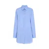 Moschino Cotton Shirt With Chest Pocket And Elastic Waistband In Blue
