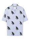 Moschino Poplin Shirt Allover Chimpanzee In Blue