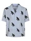 Moschino Poplin Shirt Allover Chimpanzee In Blue
