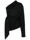 Moschino One-shoulder Stretch Poplin Shirt In Multicolor