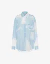 Moschino Blue Silk Long-sleeved Shirt In Blue