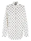 Moschino Ivory Cotton Voile Shirt With Polka Dot Pattern In Multicolor