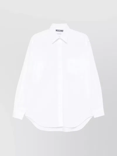 Moschino Shirt With Chest Pocket And Pleats In White
