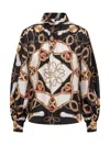 Moschino Couture Silk Blouse With Barocco Motif In Black