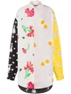 Moschino Oversized Mixed Print French Collar Long Sleeves In Multicolour