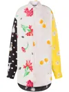 Moschino Oversized Mixed Print French Collar Long Sleeves In Multicolour