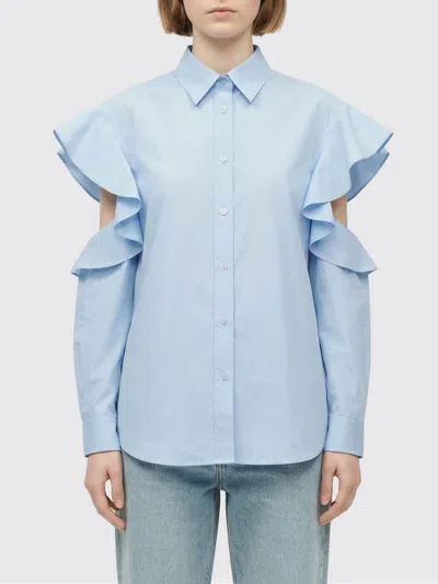Moschino Light Blue Ruffle Cut-out Top