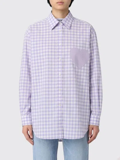 Moschino Multicolour Check Pattern Shirt In Purple