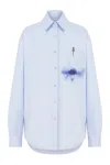 Moschino Multicolor Artistic Splash Long Sleeve Shirt In Blue