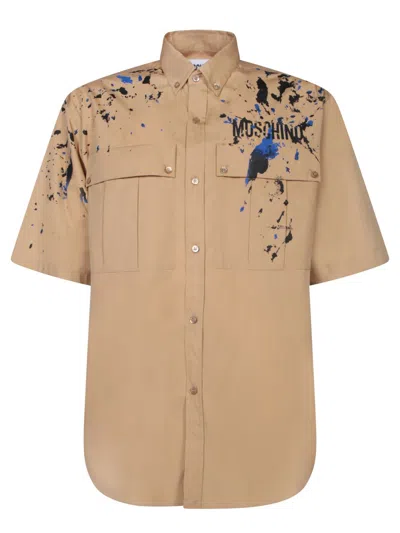 Moschino Beige Painted Effect Shirt