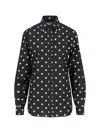 Moschino Long Sleeve Polka Dot Collared Top In Black