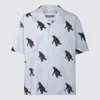 Moschino Poplin Shirt Allover Chimpanzee In Blue