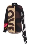 Moschino Multicolor Silk Shirt With Asymmetrical Long Sleeve In Multicolor