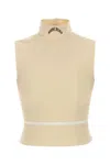 Moschino High Neck Sleeveless Cotton Top In Yellow