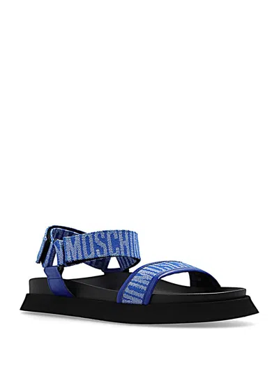Moschino Woman Sandals Blue Size 5 Textile Fibers