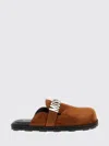 Moschino Suede Open Toe Flat Sole Slides In Brown
