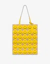 Moschino Shopper In Suede Allover Smiley® In Yellow