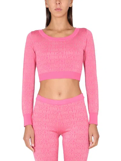 MOSCHINO MOSCHINO SHORT ALLOVER LOGO PULLOVER