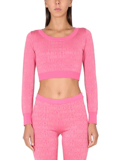 MOSCHINO SHORT ALLOVER LOGO PULLOVER