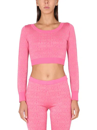 MOSCHINO MOSCHINO SHORT ALLOVER LOGO PULLOVER