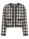 Moschino Short Jacket With All-over Texture Print In Neutral