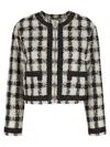 Moschino Short Jacket With All-over Texture Print In Neutral