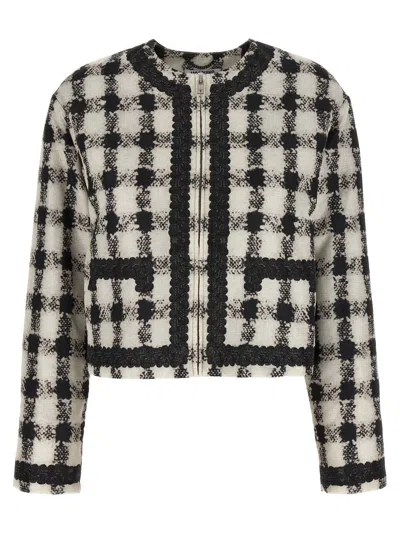 MOSCHINO SHORT JACKET WITH ALL-OVER TEXTURE PRINT