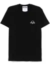 Moschino Short-sleeve Black T-shirt With Intricate Embroidery In Black
