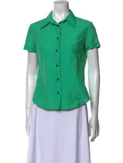 Pre-owned Moschino Short Sleeve Button-up Top In Green